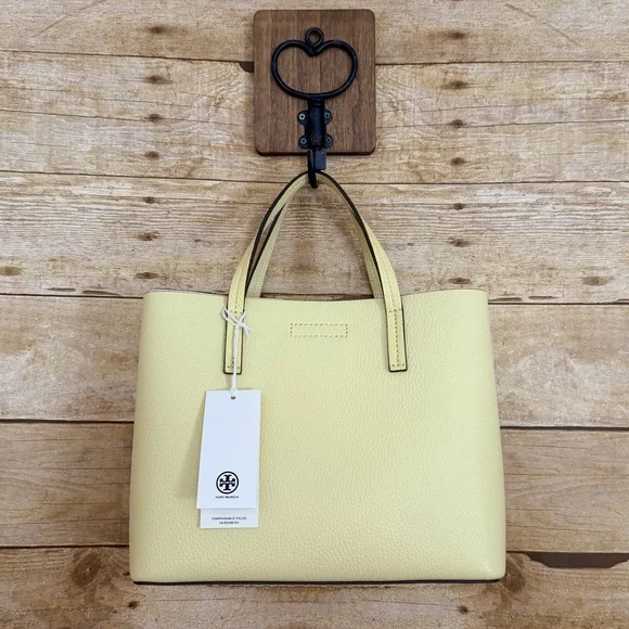 Tory Burch Small Blake Pebble Leather Tote - Lemon Sugar NWT